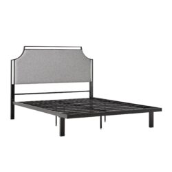 Queen Bed Frame Traditional Upholstered Metal - Gray