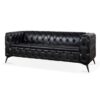 Square Arm Removable Cushion 3 Seater Sofa - Black - Image 7