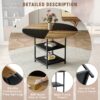 Modern Splicing Circular Dining Table With Double Layer Storage - Black / Wood - Image 7
