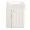 Floating Bathroom Vanity With Resin Basin, Left Side Storage - White - Image 21