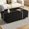 Extendable Coffee Table, Coffee Table With 2 Hidden Storage Space And 2 Drawers For Living Room - Black - Image 5