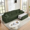 Modern Minimalist L Shape Modular Sectional Sofa Bed Corduroy Space Efficient Design - Green - Image 4
