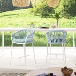 Maiden - Patio Counter Stool Sunproof Olefin (Set of 2) - Sky Blue
