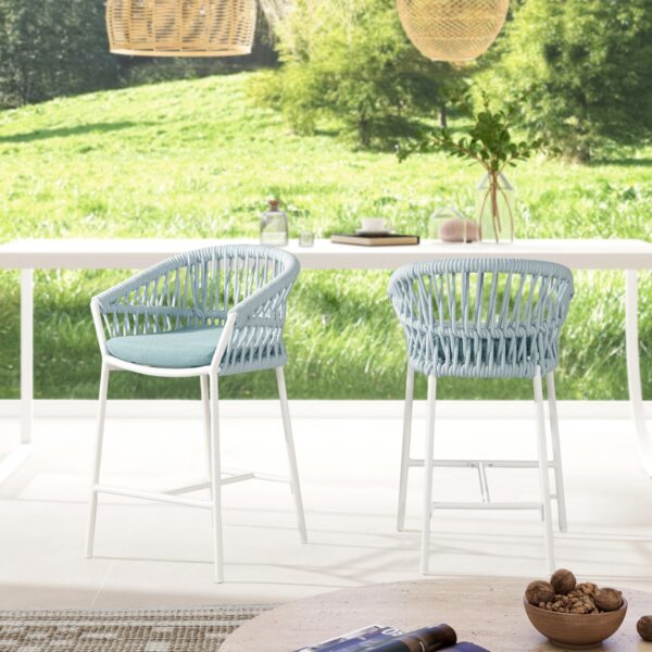 Maiden - Patio Counter Stool Sunproof Olefin (Set of 2) - Sky Blue