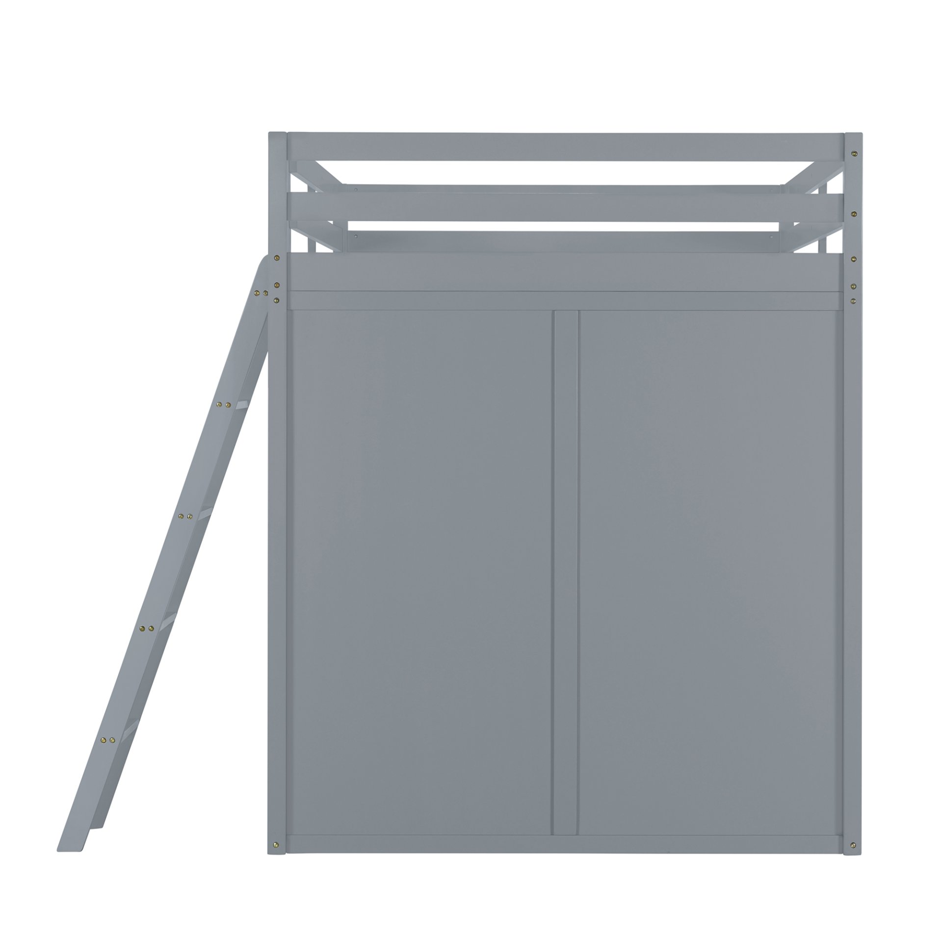Full Size Loft Bed With Wardrobe And Desk And Shelves - Gray - Image 10