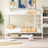 Full Over Full Bunk Bed With Shelf And Guardrails - White - Image 9
