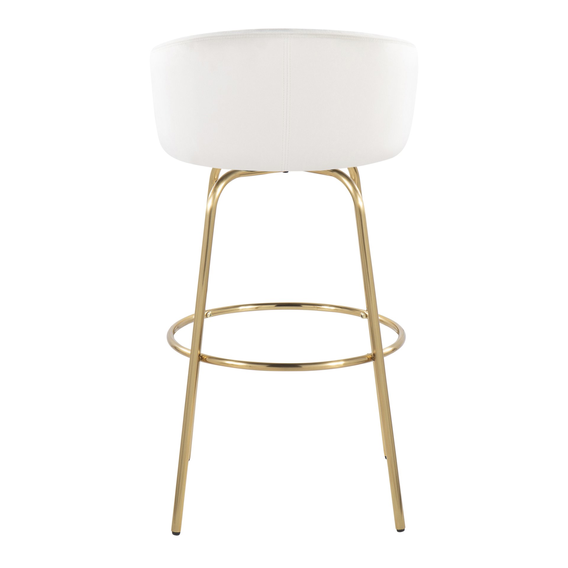 Claire - Contemporary / Glam Fixed - Height Barstool With Swivel With Round Footrest (Set of 2) - Cream - Image 5