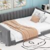Full Long Size Upholstery Daybed And Side Storage Pocket - Gray - Image 13