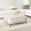 Modern Wood And Fabric Square Storage Ottoman Coffee Table With Lift - Top Design - Upholstered Bench For Living Room Organization - Beige - Image 9