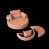 Corduroy Sofa With Two Throw Pillows, A Waist Pillow And An Extra Tray Is Comfortable For A Small Apartment Bedroom - Orange - Image 8