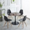 Tulip Table Mid-Century Dining Table For 2-4 People With Round MDF Table Top, Pedestal Dining Table, End Table Leisure Coffee Table - Walnut / Black - Image 7
