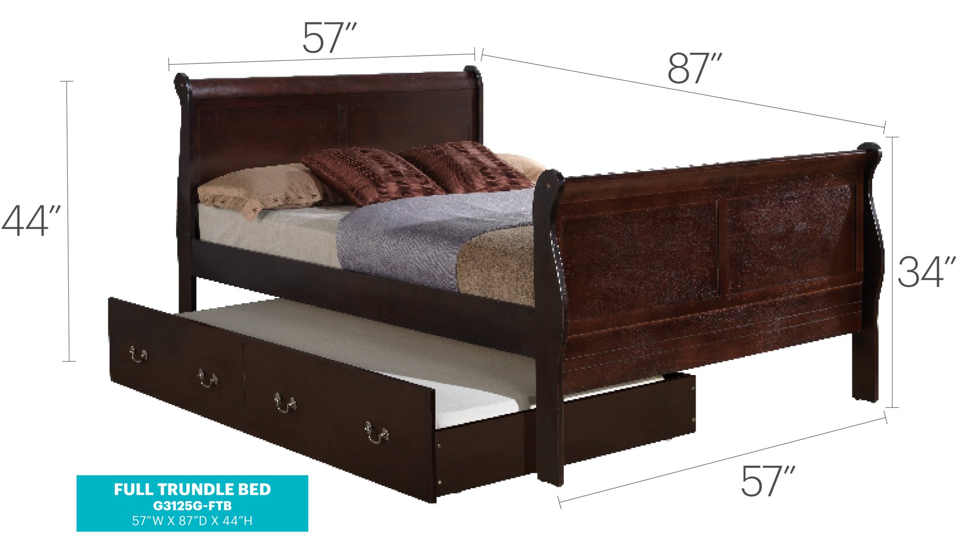 Full Trundle Bed For Optimal Comfort Elegant - Cappuccino - Image 2