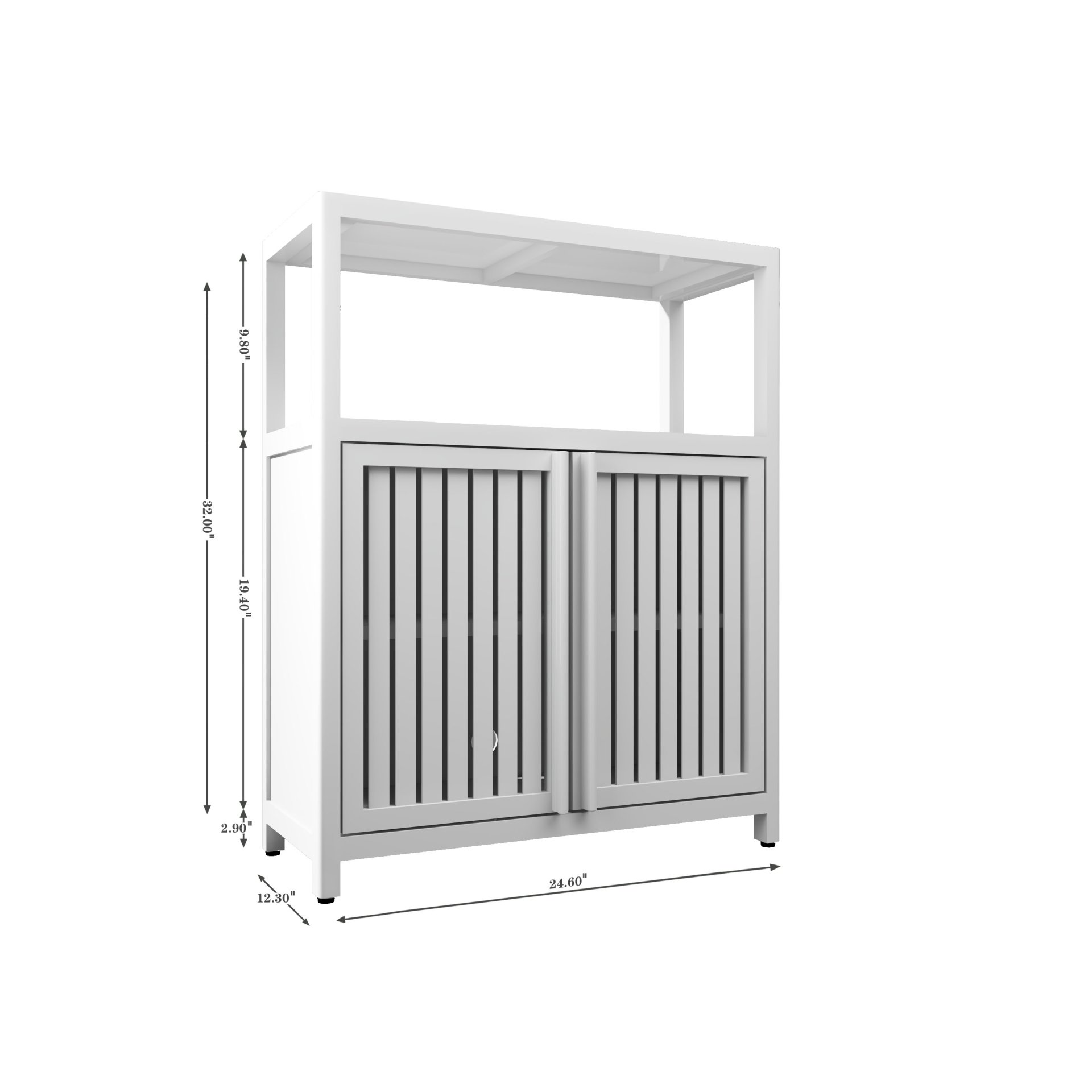 Bamboo Large Capacity Storage Cabinet With Shelves For Bathroom And Living Room - White - Image 3