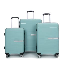 Hardshell Suitcase Double Spinner Wheels Pp Luggage Sets Lightweight Durable Suitcase With Tsa Lock, 3 Piece Set (20/24/28) - Light Green
