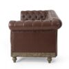 Comfy 3 Seat Sofa With Wooden Legs, Retro Style For Living Room And Study - Dark Brown - Image 6