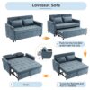 Loveseat Sofa Pull Out Sofa Bed Sleeper Sofa With A Reversible Backrest Cushion, Side Pockets, 2 USB Ports And A Phone Holder For Living Room - Blue - Image 4