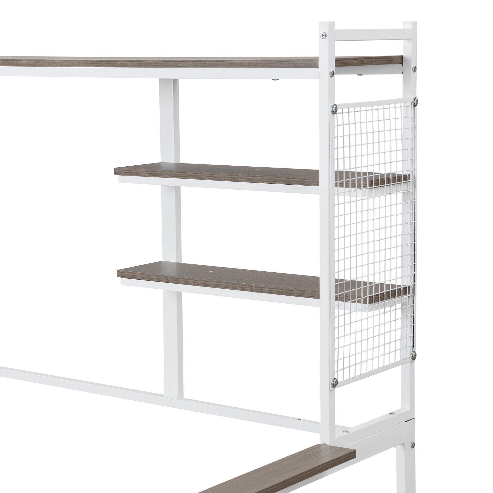 Twin Size Daybed With Movable Desk, Grid, Shelves And Clothes Hanger - White - Image 13