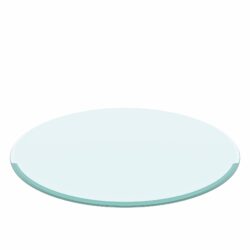 Round Tempered Glass Table Top Clear Glass, Thick Beveled Polished Edge - Black