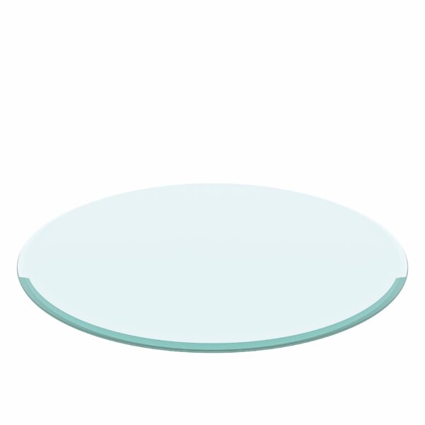 Round Tempered Glass Table Top Clear Glass, Thick Beveled Polished Edge - Black
