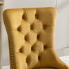 Nikki - Modern, High-End Tufted Solid Wood Contemporary Velvet Upholstered Dining Chair With Golden Stainless Steel Plating Legs, Nailhead Trim (Set of 2) - Gold - Image 9