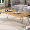 Modern Coffee Table Tea Table, Cocktail Table With With Chevron Pattern & Metal Hairpin Legs For Living Room - Natural - Image 13