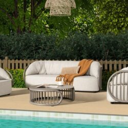 Harper - Indoor/Outdoor Modern Round Coffee Table - Geige Taupe Aluminum