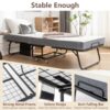 Folding Bed Cot With Mattress, Foldable Metal Frame Bed For Guest With Memory Foam Mattress On Wheels, Saving Space Rollaway Bed - Black - Image 9