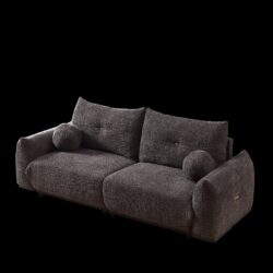 Lamb's Wool 2 Seater Cushion Sofa Comfortable Sofa For Living Room Bedroom And Other Casual Spaces Lamb's Wool Sofa With 2 Cushions And 2 Ball Pillows (Set of 2) - Gray