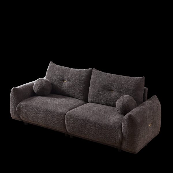 Lamb's Wool 2 Seater Cushion Sofa Comfortable Sofa For Living Room Bedroom And Other Casual Spaces Lamb's Wool Sofa With 2 Cushions And 2 Ball Pillows (Set of 2) - Gray