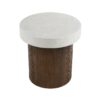 Mgo Cylindrical Side Table With Faux Stone Top And Wood Faux Base - Antique White / Natural - Image 6