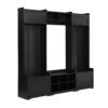Wide Hall Tree With Shoe Storage, 4 In 1 Entryway Bench With 8 Cubbies, 7 Coat Hooks & Adjustable Shelf For Hallway - Black - Image 10