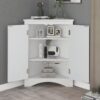 Triangle Bathroom Storage Cabinet With Adjustable Shelves, Freestanding Floor Cabinet For Home Kitchen - White - Image 8