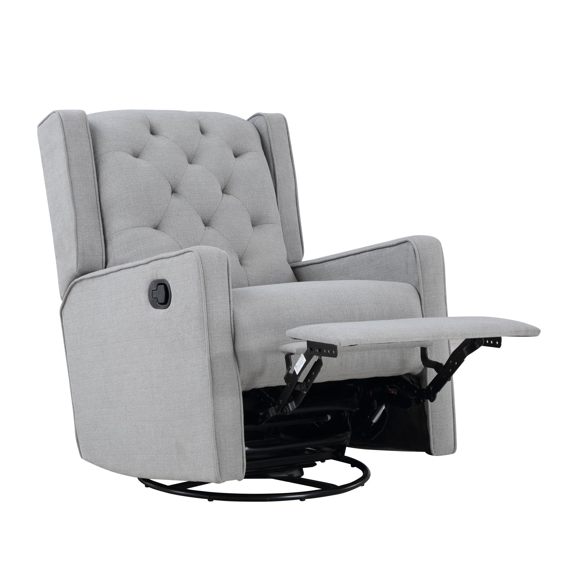 Milah - Gliding Swivel Recliner Tufted Pebble - Khaki - Image 5