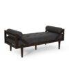 Contemporary Fabric Chaise Lounge With Button Tufted Waffle Stitching And Rolled Accent Pillows - Charcoal - Image 6