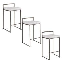 Fuji - Industrial Stackable Counter Stool (Set of 3) - White