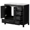 Bathroom Vanity With Ceramic Sink Combo, Abundant Storage Cabinet 2 Soft Close Doors And 5 Drawers - Black - Image 12