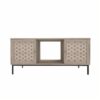 Elegant Veener Weaving Design Coffee Table With 4 Sliding Doors - Natural Wood - Image 14