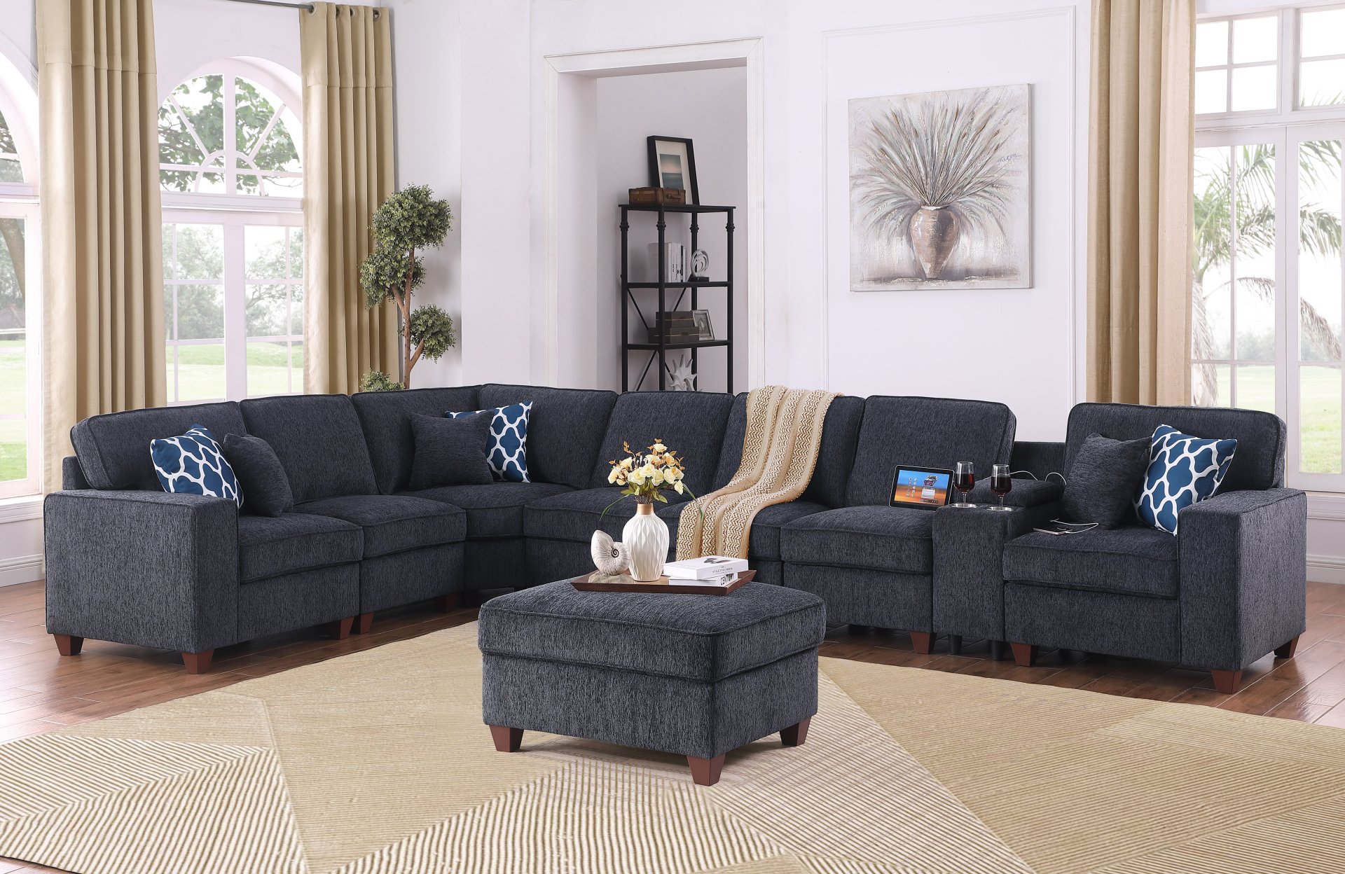 Lily - Sectional Sofa With Ottoman - Black - Image 4
