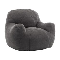 Comfy Bean Bag Chair With Filler, Tufted Memory Foam Sofa Teddy Fabric, Fluffy And Cozy Seating For Dorm, Apartment, Or Living Room - Dark Gray