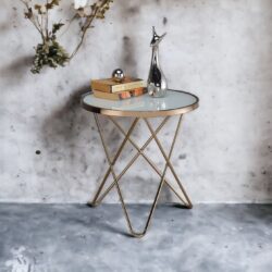 Valora - Glass Top End Table - Champagne