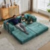 Convertible Floor Sofa Bed With Fixed Shape Frame, Loveseats Boneless Modular Sectional, For Living Room - Dark Green - Image 12