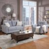 Modern Living Room Sofa Set Linen Upholstered Couch Furniture For Office Or Home - Light Gray / Blue - Image 16