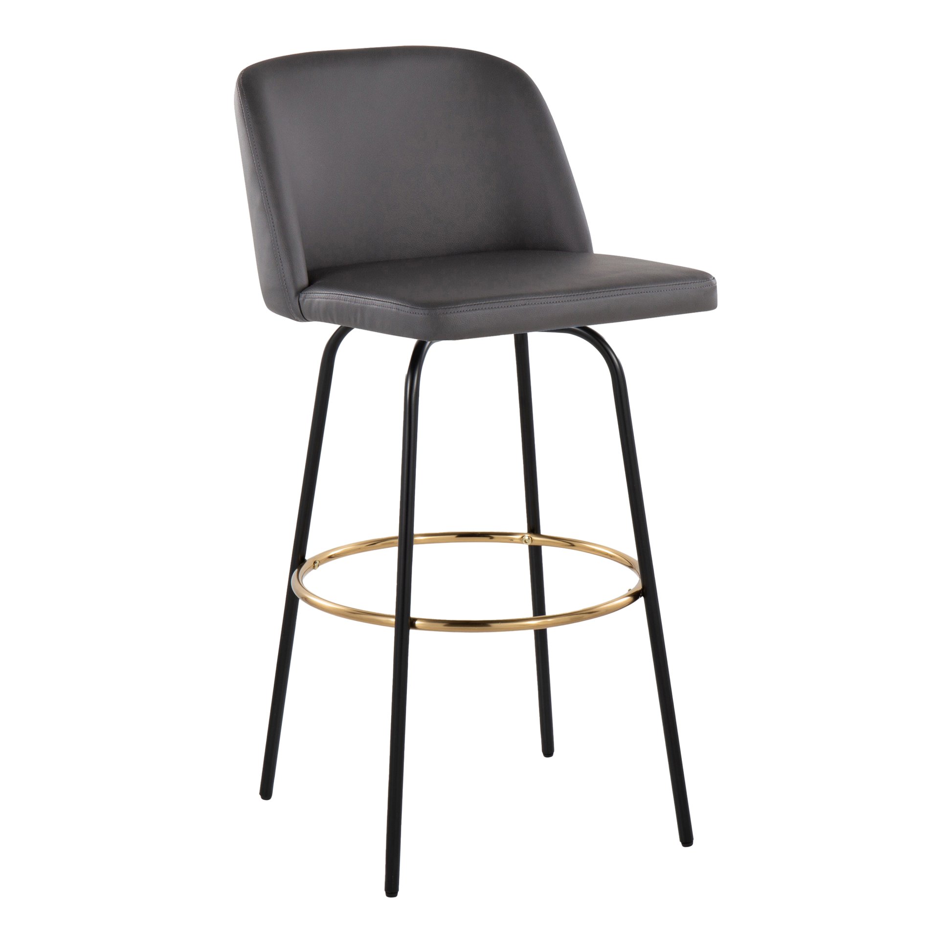 Toriano - Contemporary Fixed Height Barstool With Round Footrest (Set of 2) - Gray / Black - Image 2