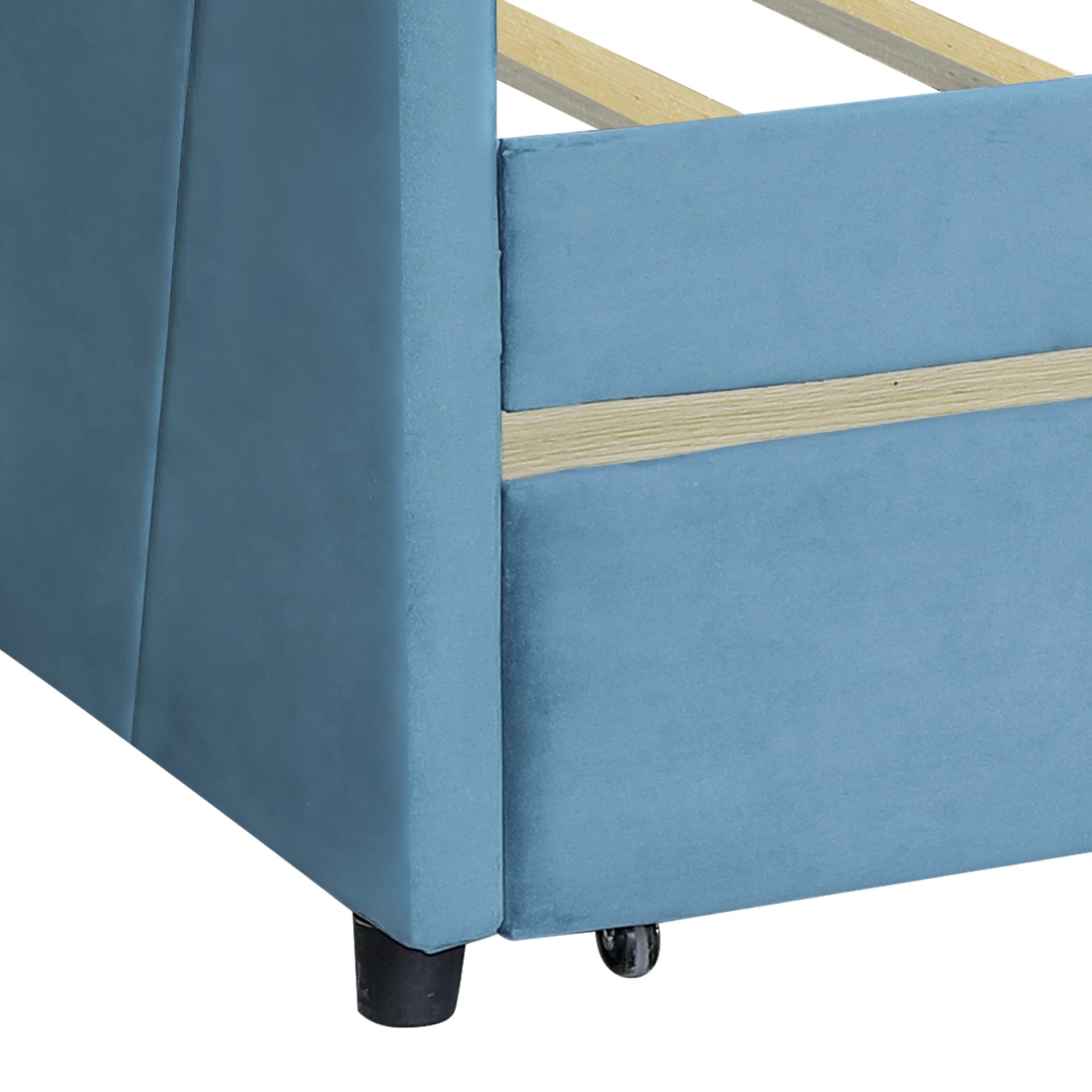 Twin Size Upholstered Daybed With Two Drawers And Slat - Blue - Image 12