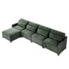Stylish Four Seater Sofa With Movable Ottoman Ergonomic Design Wooden Base - Green - Image 21