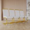 Dining Chairs (Set of 4), Side Dining Room Chairs With Golden Legs, Kitchen Chairs With Padded Seat High Back - White - Image 2