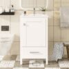20" Bathroom Vanity With Sink, Soft Close Drawers, Door Organizer, Divider Drawer, Adjustable Foot Pads - White - Image 5