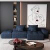 Modern Oversized Modular Sectional Sofa With Ottoman, Seat, Chaise Lounge And Armrest, Sparkling Chenille Fabric Soft Cushion Sofa With 4 Pillows, 4 Pieces Diy Combination Tufted Sofa, No Assembly Required - Blue - Image 13