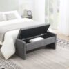 Modern Bed End Bench With Storage, Upholstered Large Foot Rest Stool, Comfy Window Vanity Bench For Living Room, Dorm, Coffee Table, Linen - Dark Gray - Image 4