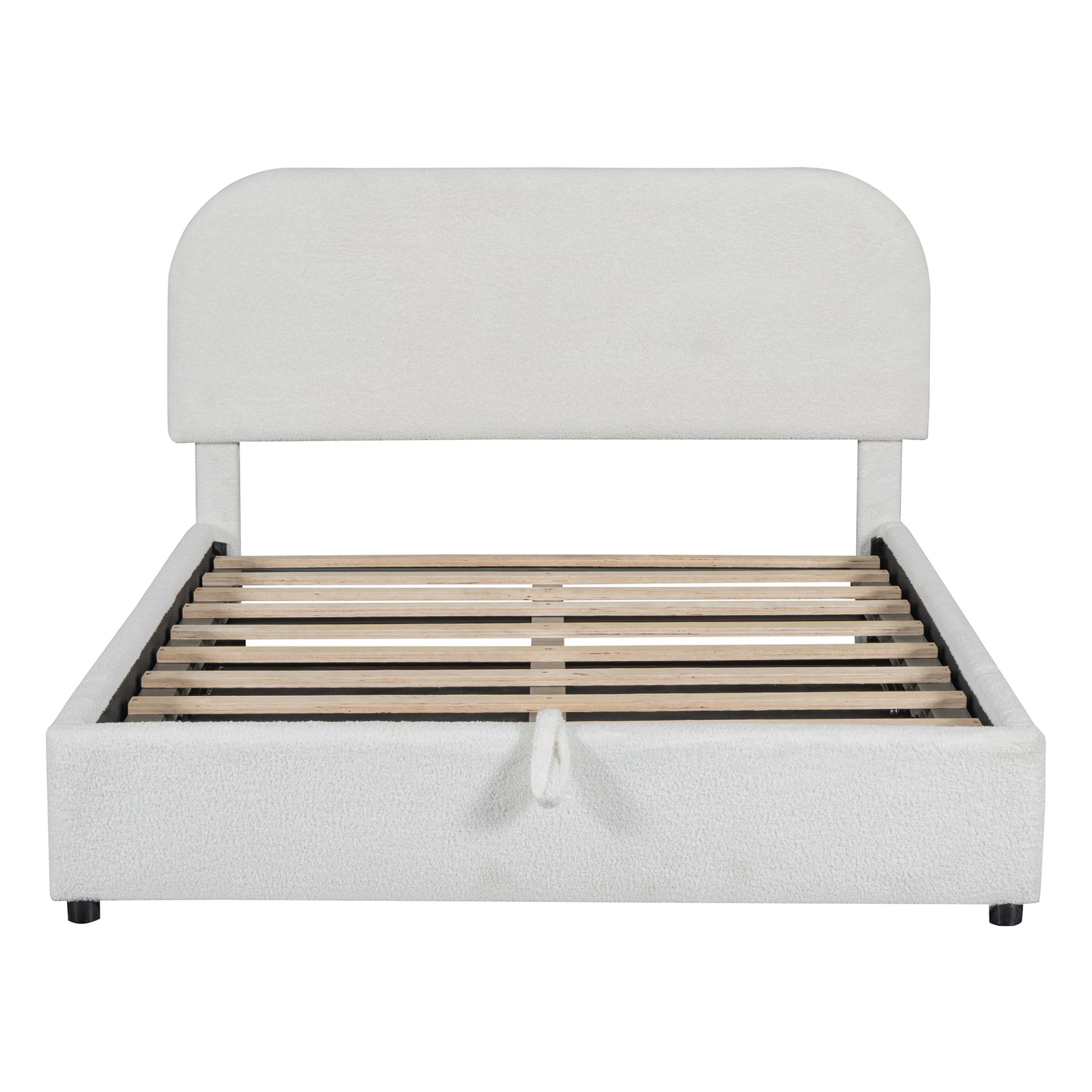 Full Size Upholstered Platform Bed With Hydraulic Storage System - White - Image 4